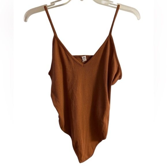BP Urban outfitters bodysuit brown ribbed v neck Large NWT - Picture 1 of 6